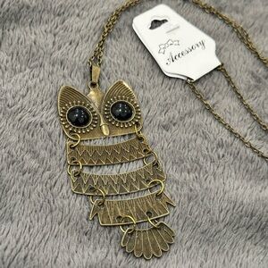 Gold Owl Pendant Necklace